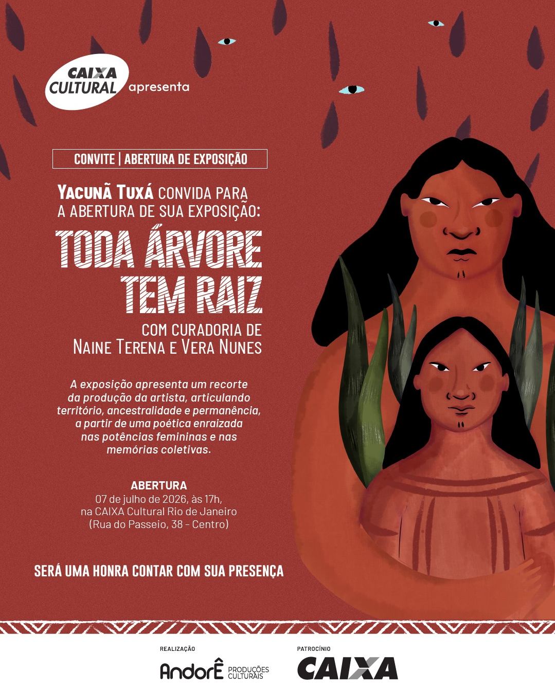 Caixa Cultural RJ recebe individual de Yacunã Tuxá com mais de 25 obras